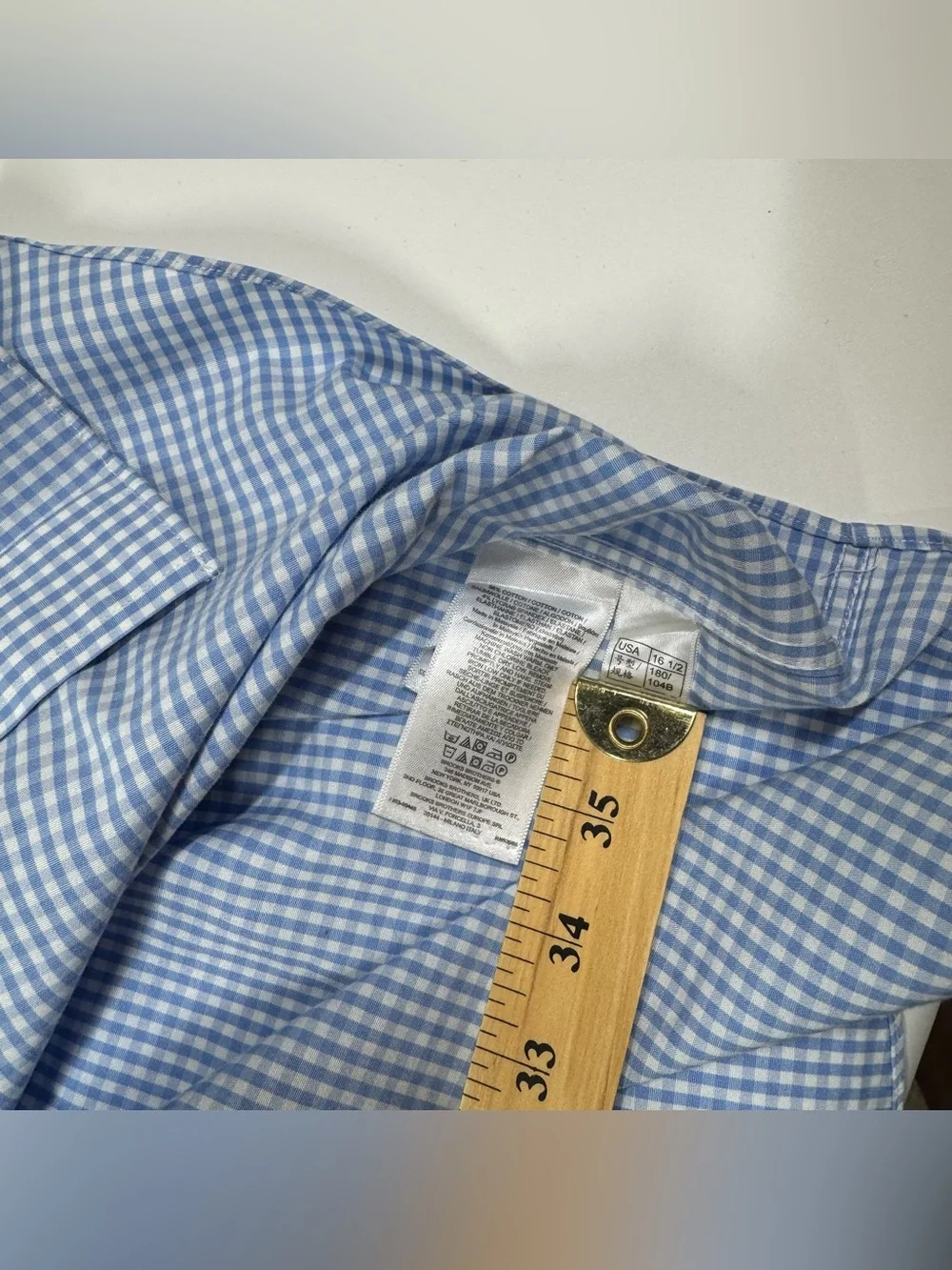 Brooks Brothers Shirt Mens 16.5/36 Madison Blue Gingham Non Iron Button Down